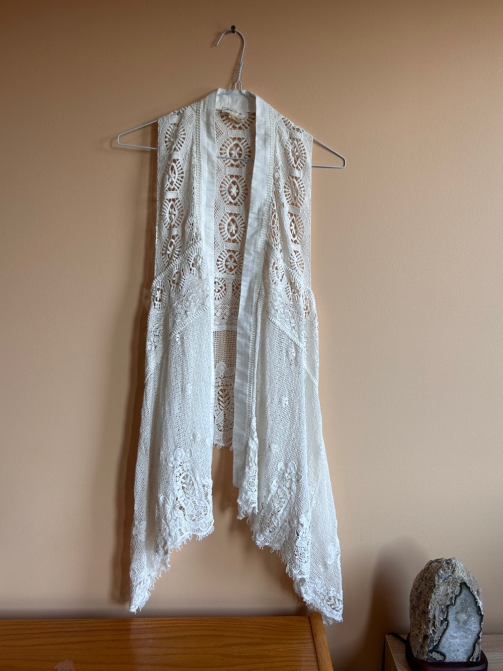 Meadow Rue Cream Crochet Lace Kimono Top